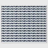 ネイビーブルーホワイトシェブロンパターン ラッピングペーパー (フラット)