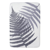ネイビーブルーホワイトシダ葉のパターン バスマット (正面縦)