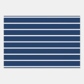 ネイビーブルーホワイトシンストライプイニシャルモノグラム ラッピングペーパーシート (正面2)