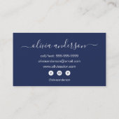 ネイビーブルーホワイトシンプルヘアメイクアップサロン 名刺 (裏面)