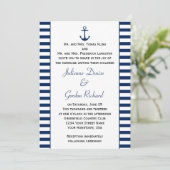 ネイビーブルーホワイトストライプいかり航海の結婚式 招待状 (スタンド正面)