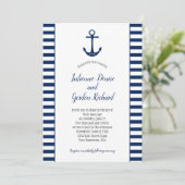 ネイビーブルーホワイトストライプいかり航海の結婚式 招待状 (スタンド正面)