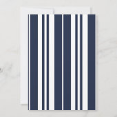 ネイビーブルーホワイトストライプズコースタルシーサイド結婚ズ 招待状 (裏面)