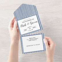 ネイビーブルーホワイトストライプビーチ結婚式