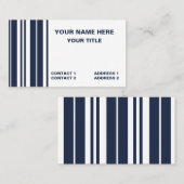 ネイビーブルーホワイトストライプ名門私立校風のモダンズ 名刺 (正面/裏面)