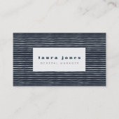 ネイビーブルーホワイトストライプ女子レディース 名刺 (正面)