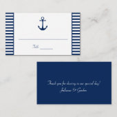 ネイビーブルーホワイトストライプ座席表 プレイスカード (正面/裏面)