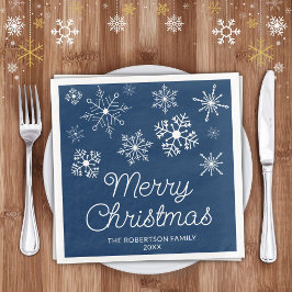 ネイビーブルーホワイトスノーフレークスクリスマスパーティー