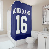 ネイビーブルーホワイトスポーツジャージーチームジャージー シャワーカーテン (インサイチュ)