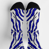 ネイビーブルーホワイトタイガーストライプアニマルプリント ソックス (上部)
