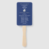 ネイビーブルーホワイトチノワセリーフローラ結婚式 プログラム ハンドファン (裏面)