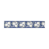 ネイビーブルーホワイトチャイノアイセリー結婚フローラ 招待状ベリーバンド (フラット)