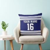 ネイビーブルーホワイトチームジャージカスタムー番号名 クッション (椅子)