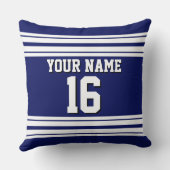 ネイビーブルーホワイトチームジャージカスタムー番号名 クッション (裏面)