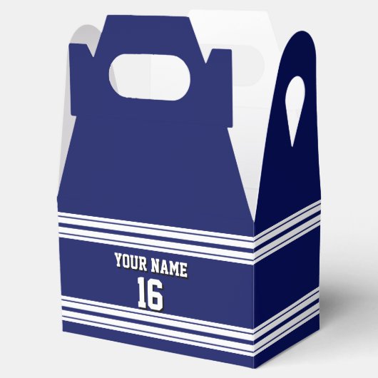 ネイビーブルーホワイトチームジャージカスタムー番号名 フェイバーボックス (オープン)
