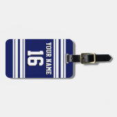 ネイビーブルーホワイトチームジャージカスタムー番号名 ラゲッジタグ (正面横)