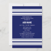 ネイビーブルーホワイトチームジャージカスタムー番号名 招待状 (裏面)