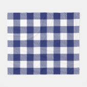 ネイビーブルーホワイトバッファロープレイドファームハウス フリースブランケット (正面(横))