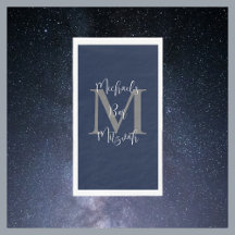 ネイビーブルーホワイトバー（ユダヤ教の）バル・ミツバーネームモノグラム