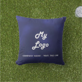ネイビーブルーホワイトビジネスロゴプエレガントール アウトドアクッション (芝生)