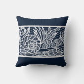 ネイビーブルーホワイトビーチコースタルシーシェル クッション (裏面)