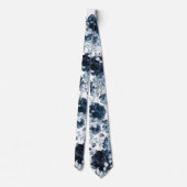 ネイビーブルーホワイトピーニーユーカリ庭園の結婚式 ネクタイ (裏面)