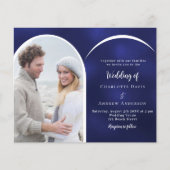 ネイビーブルーホワイトフォトアーチ結婚式招待状 (正面)
