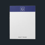 ネイビーブルーホワイトフレームイニシャルモノグラム ノートパッド<br><div class="desc">ネイビーブルーとホワイトフレームイニシャルモノグラムスタイリッシュモノグラムあなたのモノグラム、名前または他の文字のための白いフレームの領域を持つ背景。また、文字フォントの変更、フォントのサイズと色の変更、文字の移動などを行うことができる。このもしデザインは他の色で欲しい、ちょうど私たちにメールをドロップ。2014 ©FantabulousPatterns全著作権所有</div>