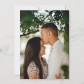 ネイビーブルーホワイトフローラアーチフォト結婚ズ 招待状 (裏面)