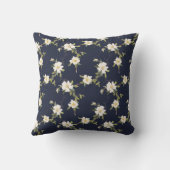 ネイビーブルーホワイトフローラモノグラム クッション (裏面)