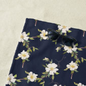 ネイビーブルーホワイトフローラ ビーチタオル (インサイチュ)