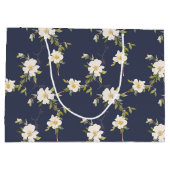 ネイビーブルーホワイトフローラ ラージペーパーバッグ (裏面)