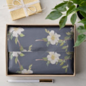 ネイビーブルーホワイトフローラ 薄葉紙 (ギフト)