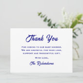 ネイビーブルーホワイトベビーシャワーアホイザボーイいかり サンキューカード (スタンド正面)