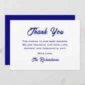 ネイビーブルーホワイトベビーシャワーアホイザボーイいかり サンキューカード (正面/裏面)