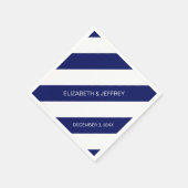 ネイビーブルーホワイトホリ名門私立校風のズストライプ#3モノグラム スタンダードカクテルナプキン (角)