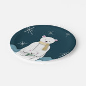 ネイビーブルーホワイトポーラーベアママとベビーパーティー ペーパープレート (アングル)