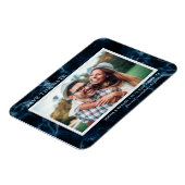 ネイビーブルーホワイトマーブル日付写真を保存 マグネット (左側)