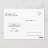 ネイビーブルーホワイトマーブル結婚ズありがとう ポストカード (裏面)