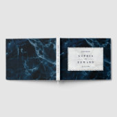 ネイビーブルーホワイトマーブル結婚ズゲストブック ゲストブック (全面)
