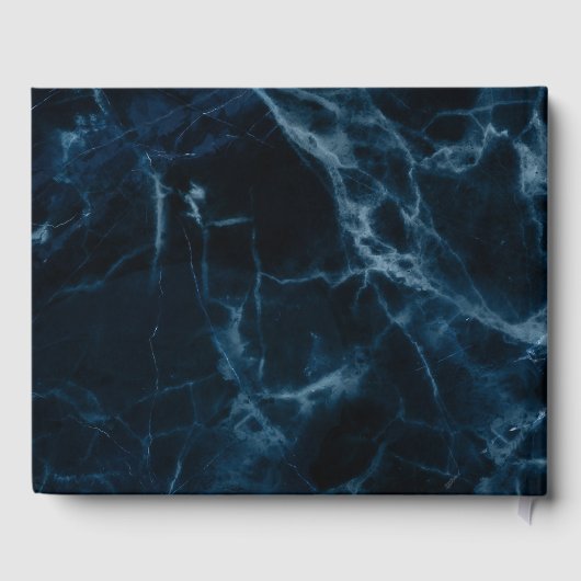 ネイビーブルーホワイトマーブル結婚ズゲストブック ゲストブック (裏面)