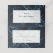 ネイビーブルーホワイトマーブル結婚ズテーブル プレイスカード (外部開封)