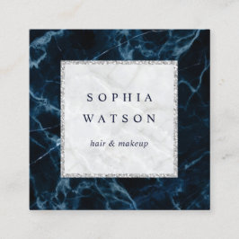 ネイビーブルーホワイトマーブル スクエア名刺
