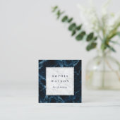 ネイビーブルーホワイトマーブル スクエア名刺 (スタンド正面)