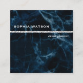 ネイビーブルーホワイトマーブル スクエア名刺 (正面)