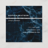 ネイビーブルーホワイトマーブル スクエア名刺 (裏面)