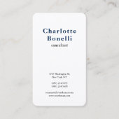 ネイビーブルーホワイトミニマモダンリストプロフェッショナル 名刺 (正面)