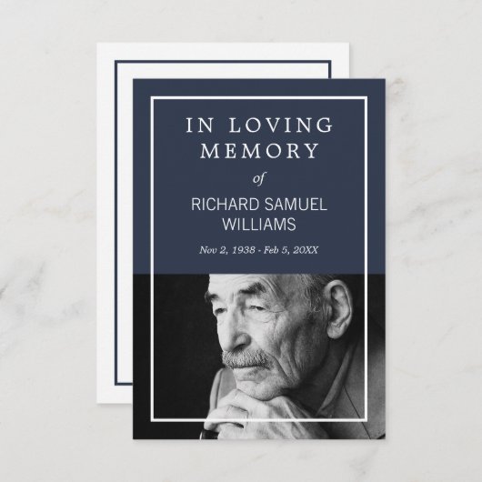 ネイビーブルーホワイトミニマル祈りの言葉カード エンクロージャーカード (正面/裏面)