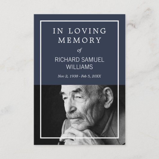 ネイビーブルーホワイトミニマル祈りの言葉カード エンクロージャーカード (正面)