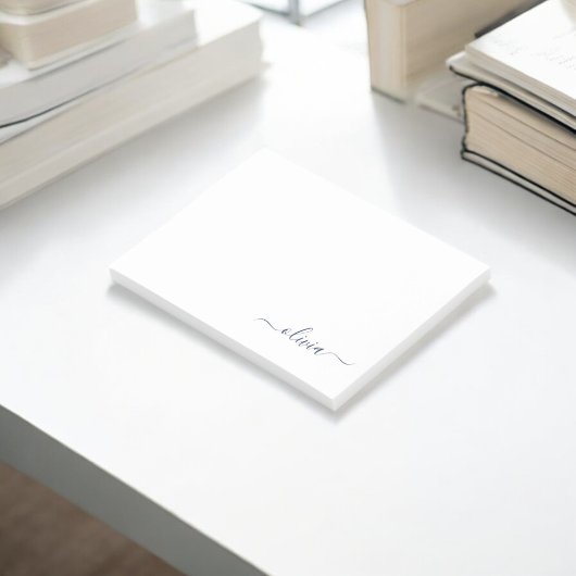 ネイビーブルーホワイトモダンスクリプガーリートのモノグラム名 ポストイット